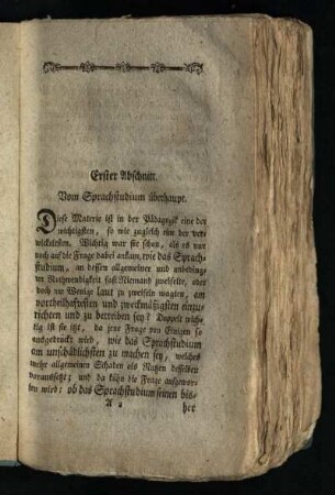 Erster Abschnitt: Vom Sprachstudium ueberhaupt