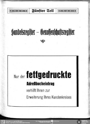 Fünfter Teil. Handelsregister - Genossenschaftsregister
