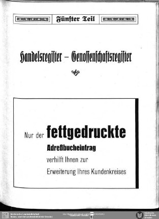 Fünfter Teil. Handelsregister - Genossenschaftsregister
