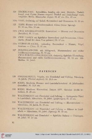 Fayencen (Nr. 328-342)