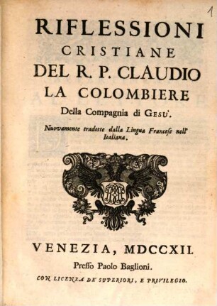 Riflessioni Cristiane Del R. P. Claudio La Colombiere