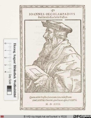 Bildnis Johannes Oecolampadius (eig. Husschin, Hausschein, Hüßgen od. Heußgen)