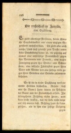 Die rechtschaffene Familie, eine Erzählung