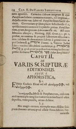 Caput II. De Variis Scripturae Editionibus