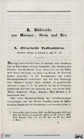 I: Bildwerke aus Marmor, Stein und Erz