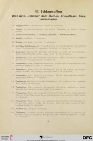 III. Schlagwaffen (Nr. 230-260)