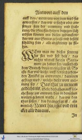 Auff den XVI. Artickel