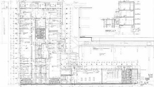 Stuttgart Hbf: Neubau Basagebäude - Schnitt M-N (Seitenflügel-Eingang Innenhof) Nebengeb.