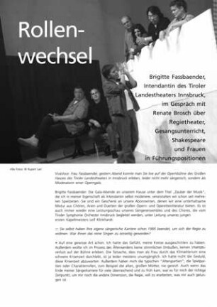 Rollenwechsel : Interview mit Brigitte Fassbaender