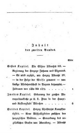Inhalt des zweiten Bandes