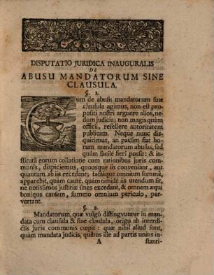 Disputatio Juridica De Abusu Mandatorum Sine Clausula