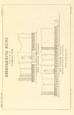 Plate XV. Abhayagiriya ruins. Section IV. Pilima-gé No. 40. Front elevation. Side elevation.
