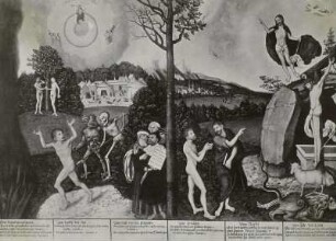 Sündenfall und Erlösung (bildliche Darstellung der reformatorischen Grundidee: Erlösung durch den Glauben und die Gnade)