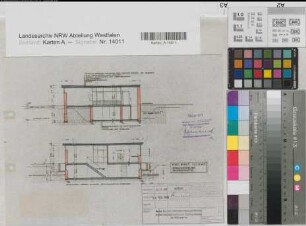 Münster (Münster) Neubau der Landesuntersuchungsämter Stallgebäude Schnitte 1958 1 : 100 25 x 33 Pause Staatshochbauamt Münster Regierung Münster Nr. 34048