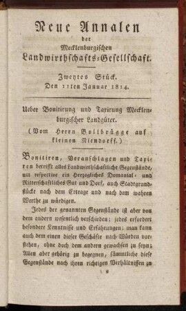 Zweytes Stück. Den 11ten Januar 1814.
