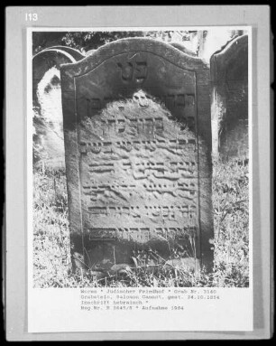 Grabstein des Salomon Cannot (gestorben 1854.10.24)