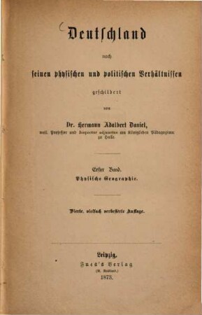 Handbuch der Geographie, 3. Deutschland. Physische Geographie