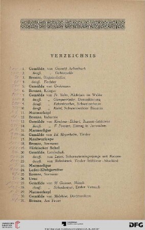 Verzeichnis (Nr. 1-625)