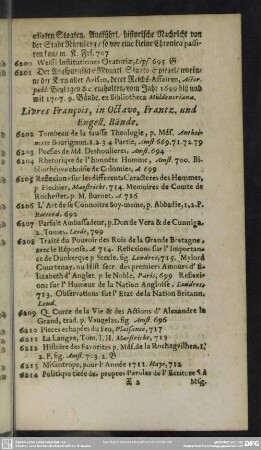 Livres François, in Octavo, Frantz. und Engell. Bände
