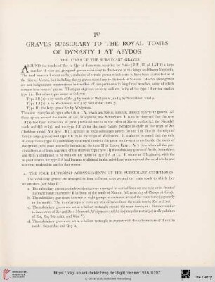 IV. Graves subsidiary to the royal tombs of Dynasty I at Abydos