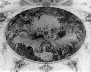 Martyrien und Glorie von Petrus und Paulus : Martyrien und Glorie von Petrus und Paulus. Fresko (1741/1761; M. Günther). Oberammergau, Pfarrkirche Sankt Peter und Paul
