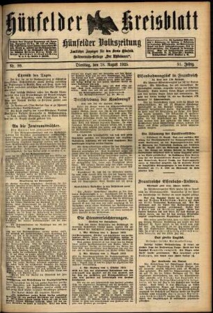 Ausgabe vom Dienstag, den 18. August 1925.