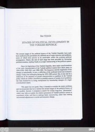 İlter Turan Stages Of Political Development In The Turkish Republic