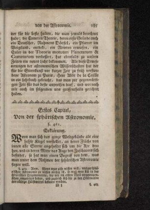 Erstes Capitel, Von der sphärischen Astronomie.