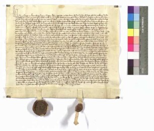 Anna, Gräfin von Katzenellenbogen und Nassau übergibt Schillingsfürst ihrer Schwester Adelheid, Gräfin Castell; Siegel: Anna Gräfin von Katzenellenbogen und Brant von Saunsheim.