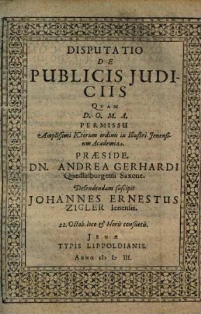 Disputatio De Publicis Judiciis