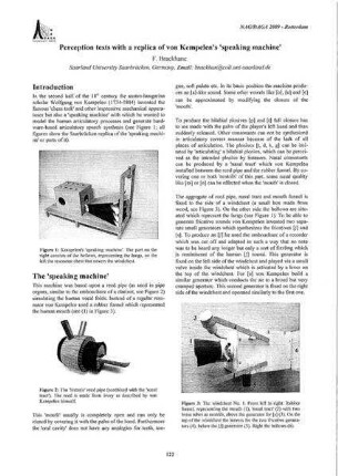 Perception tests with a replica of von Kempelen's speaking machine