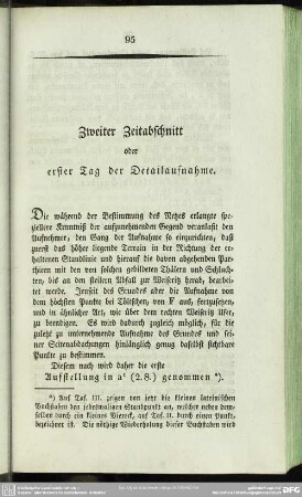 Zweiter Zeitabschnitt oder erster Tag der Detailaufnahme