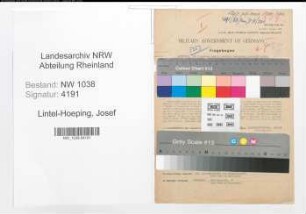 Entnazifizierung Josef Lintel-Hoeping , geb. 03.07.1887 (Arzt)