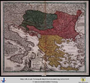 Fluviorum in Europa principis Danubii ... nec non totius Graeciae et Archipelagi novissima tabula.