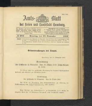 No.282, Dienstag, den 25. November 1919