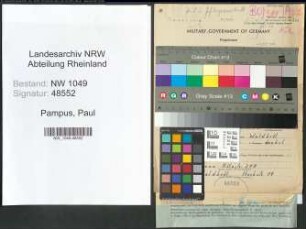 Entnazifizierung Paul Pampus , geb. 05.04.1905 (Schreiner)