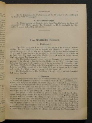 VIII. Städtische Betriebe.