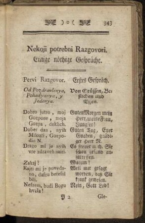 Nekoji potrebni Razgovori. = Einige nöthige Gespräche.