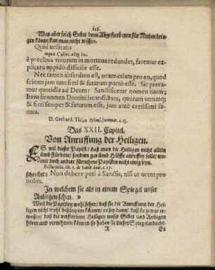 Das XXII. Capitel. Von Anruffung der Heiligen.