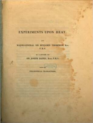 Experiments upon Heat