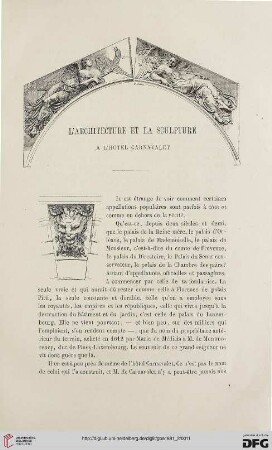 2. Pér. 24.1881: L' architecture et la sculpture à l'hôtel Carnavalet