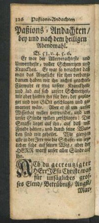 Paßions-Andachten, bey und nach dem heiligen Abendmahl.