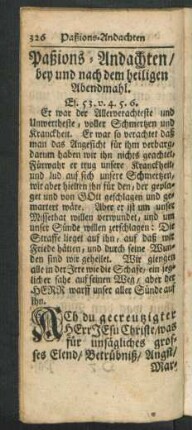 Paßions-Andachten, bey und nach dem heiligen Abendmahl.