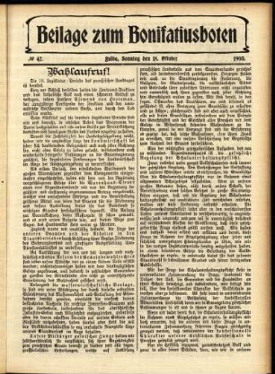 Zweite Ausgabe vom Sonntag, den 18. Oktober 1903.