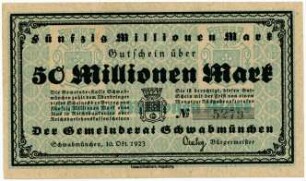 Geldschein / Notgeld, 50 Millionen Mark, 10.10.1923