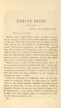 Eerste brief. Batavia, den 10 Maart 1854