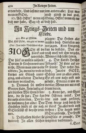 In Kriegs-Zeiten und um Friede.