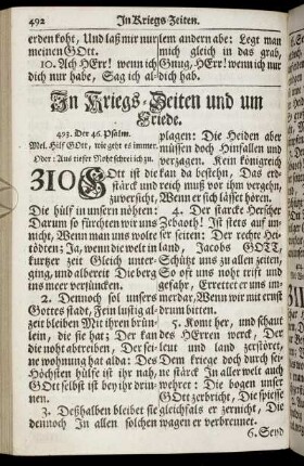In Kriegs-Zeiten und um Friede.