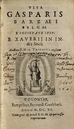 Vita Gasparis Barzaei Belgae e Societate Jesu, B. Xaverii in India socii