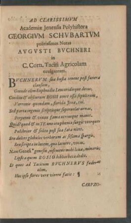 Ad Clarissimum Academiae Jenensis Polyhistora Georgium Schubartum ...